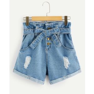 High waisted denim shorts